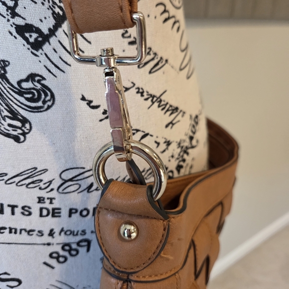 Sondra Roberts Woven/Basket Weave Classic Tan/Brown Shoulder Bag, Large - Picture 5 of 7